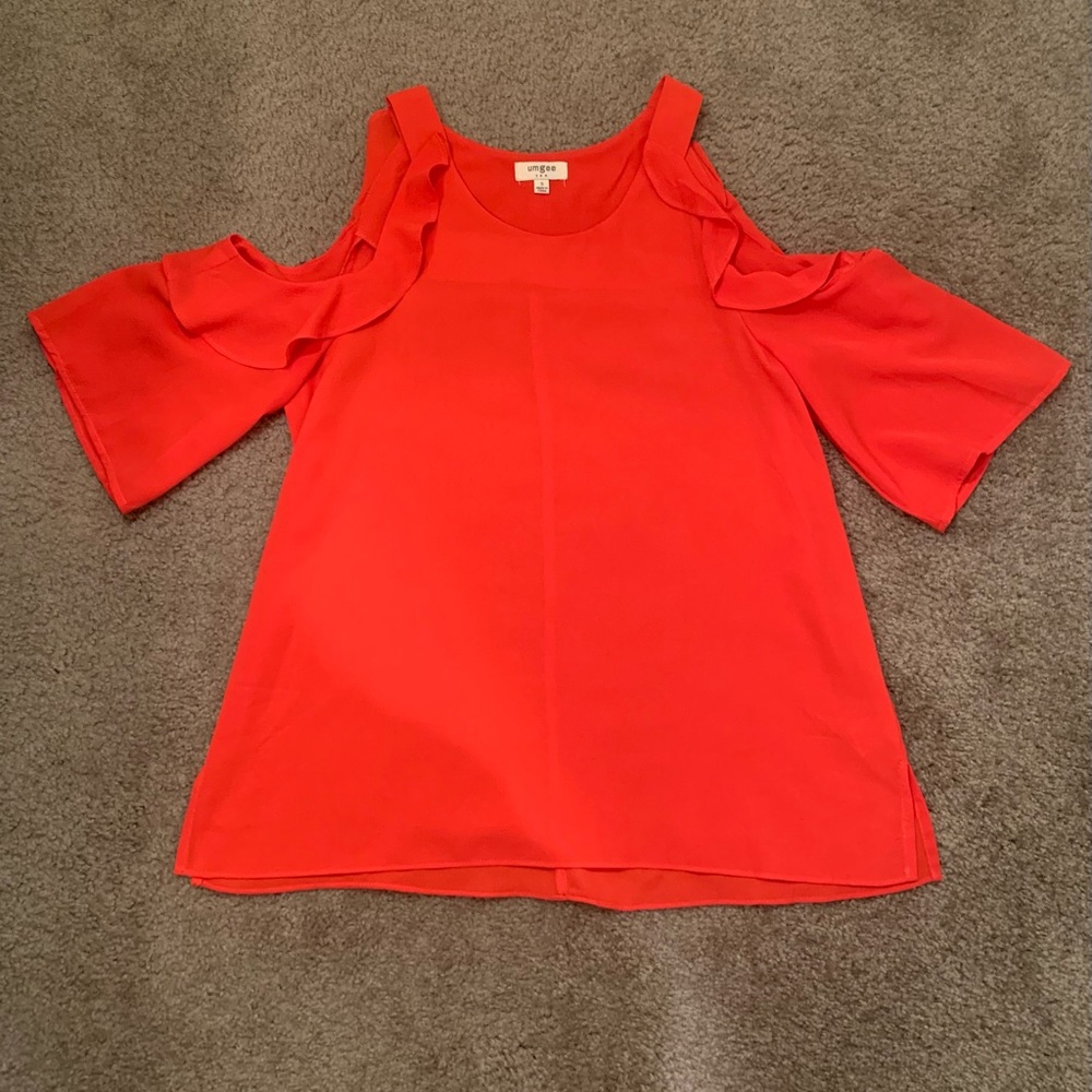 Umgee Cold Shoulder Orange Shirt Size Small